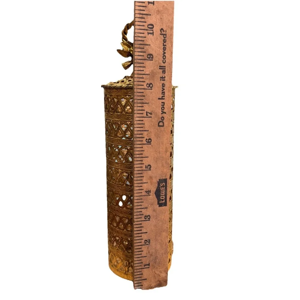 VTG Regency Gold Color Filigree Metal‎ Hairspray Cover Vanity Accessories Case